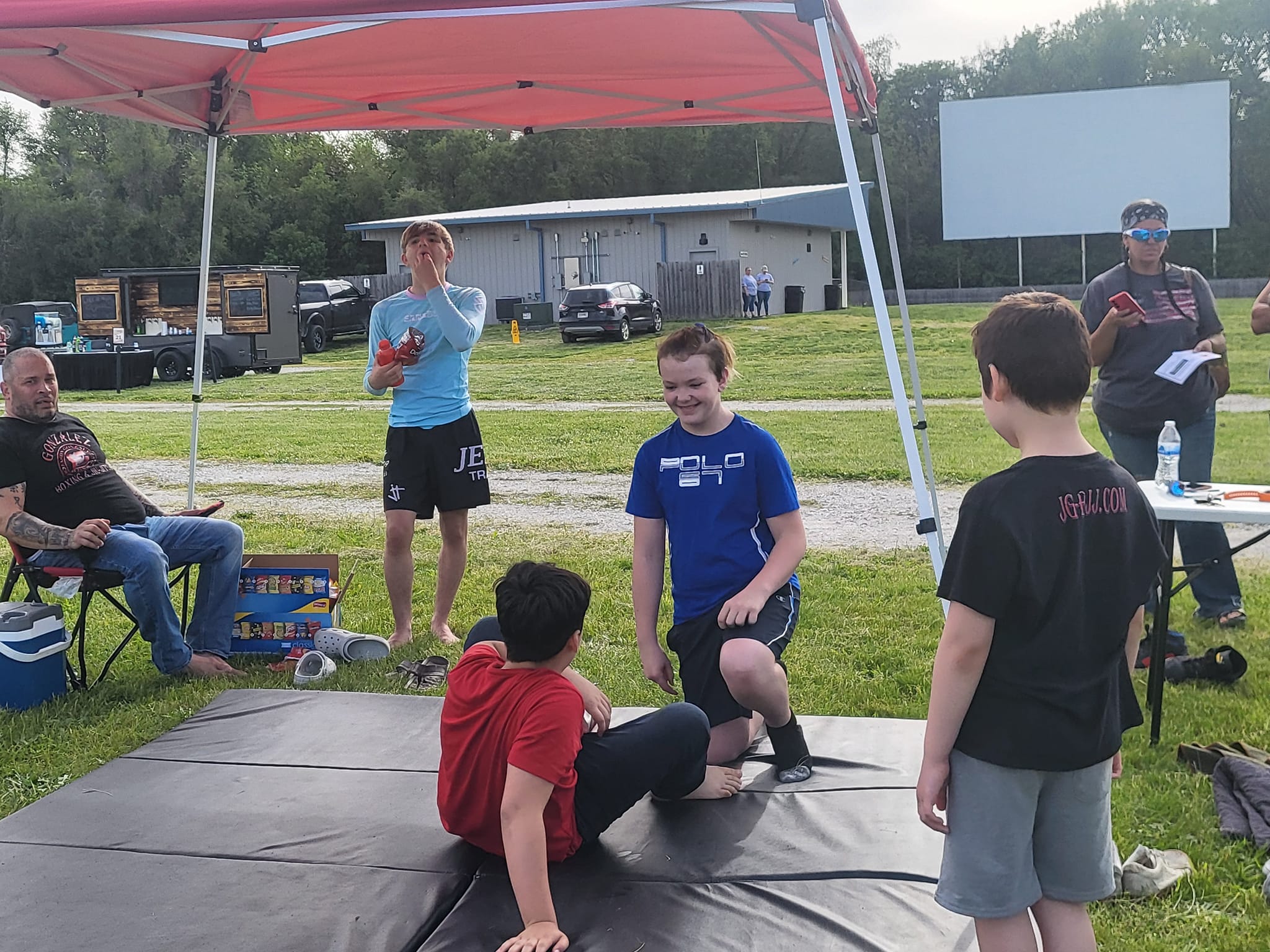 Demo mat setup at a drive-in theater event