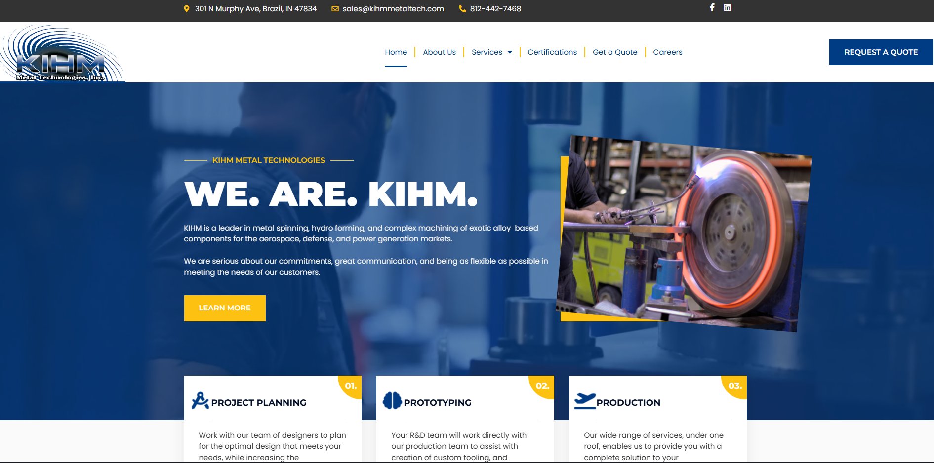 KIHM Metal Technologies website snapshot